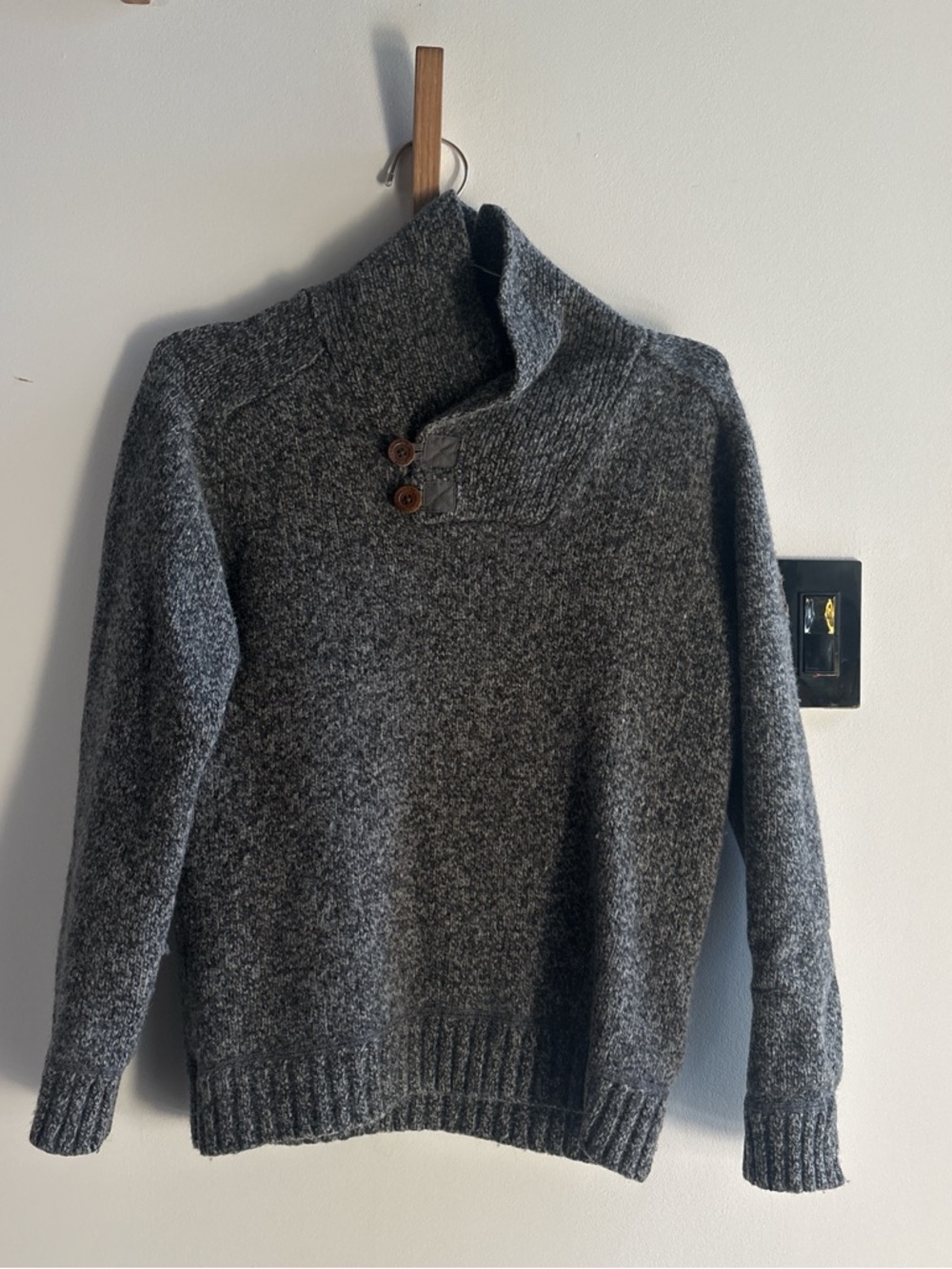Fjallraven Women's Charcoal Button Neck Wool Sweater